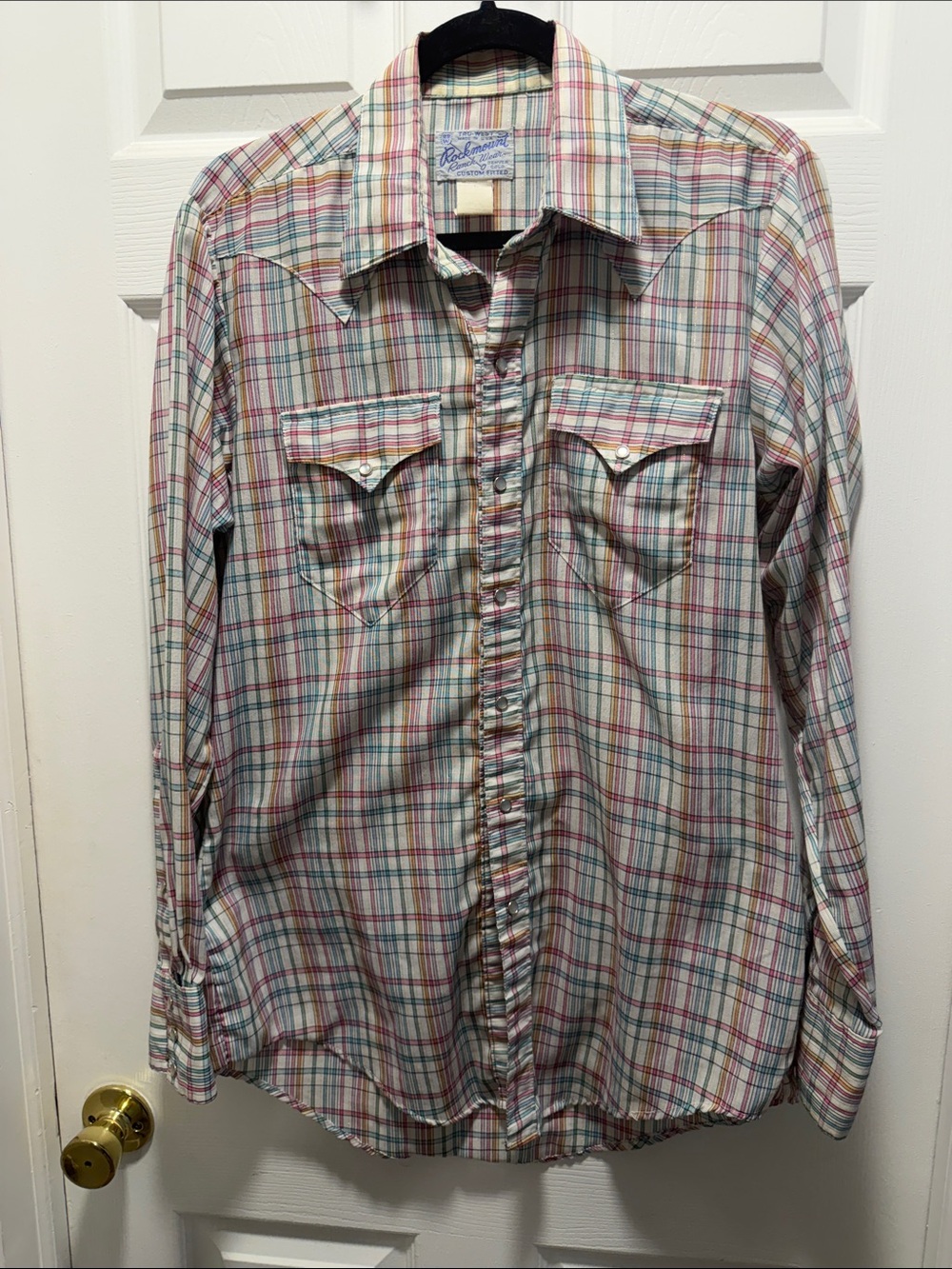 Vintage Rockmount Ranch Wear Pastel Plaid Western Button-Down Shirt